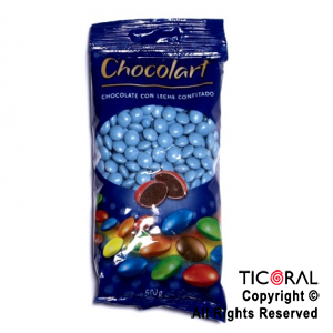 LENTEJAS DE CHOCOLATE CONFITADO AZUL CHOCOLART X 500gr